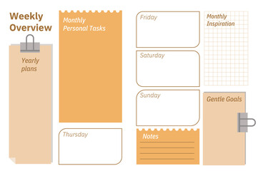Minimalist Weekly Planner with Monthly Tasks and Inspiration