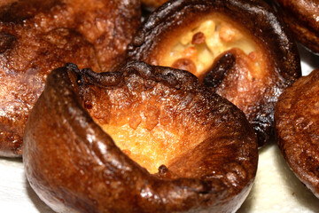Close up of home made Yorkshire pudding ready for roast dinner