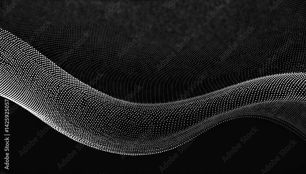 Poster halftone wave abstraction curved flow wallpaper dotted dynamic droplets on a textured fluid backdrop
