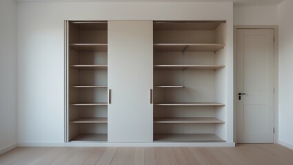 Unfurnished built-in wardrobes in a new house with empty rooms