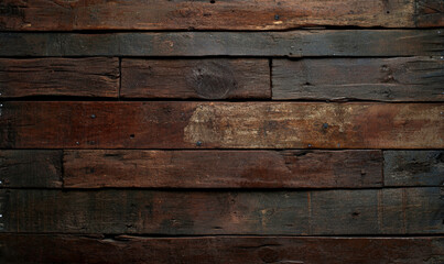 Naklejka premium Dark Weathered Wooden Planks with Distressed Texture for Background or Design Elements in Rustic or Vintage Style