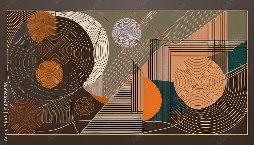 Poster geometric line art forms in vibrant abstraction a symphony of color and shape in the minimalist digi