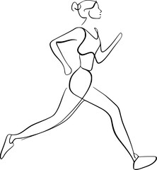 vector one line drawing girl running .Generative AI