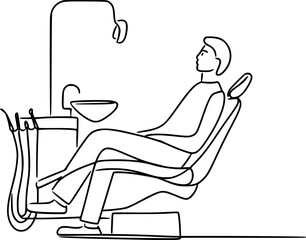 vector one line drawing dental office , dentist.Generative AI