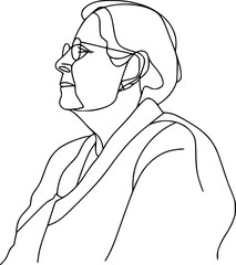 vector one line drawing elderly woman grandmother portrait .Generative AI