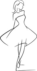 vector one line drawing woman in dress .Generative AI