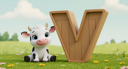 A super colorful and bright composition featuring large 3D letters "A B C" in the center, each letter designed in soft,