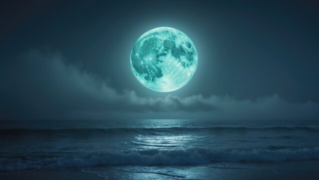 Enchanting night by the sea under the moonlight