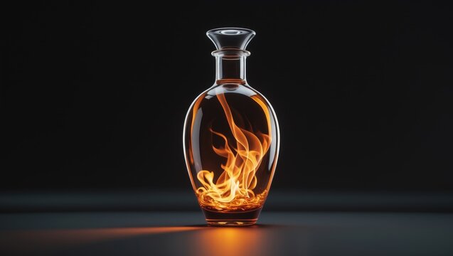 Bottle-shaped fire against a black background