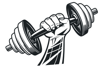 Illustration of a human hand with a barbell