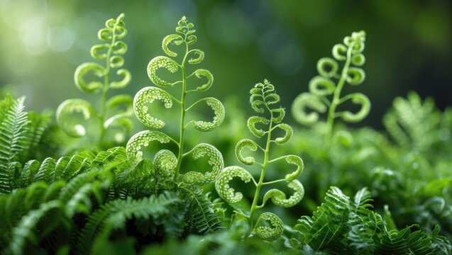Close-up of young fern leaves showcasing fresh growth in natural scenery