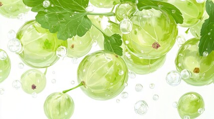 Fresh gooseberries in water