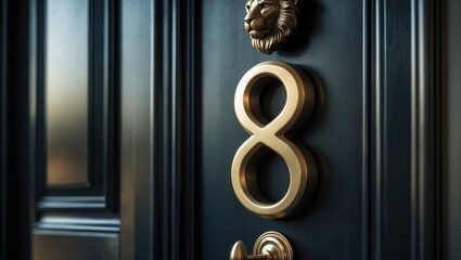 Elegant Black Metal 8 Sign Displayed Outside a Classic British Home