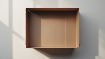Fototapeta premium Square Flat Cardboard Packaging Box from Top View