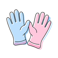 Colorful gloves in pink and blue design for cleaning tasks  