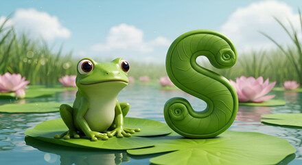 A super colorful and bright composition featuring large 3D letters "A B C" in the center, each letter designed in soft,