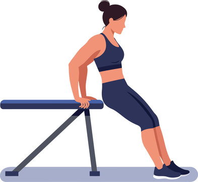 Woman Exercising on Parallel Bars in Sporty Outfit Fitness Training Vector Illustration 