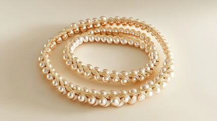 Elegant, double-strand pearl necklace, delicate and intricate design