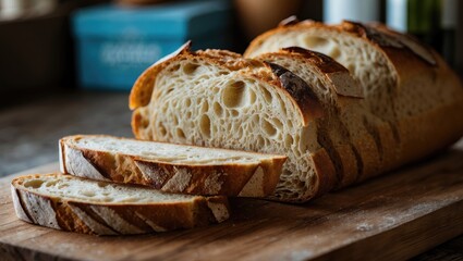 Artisan Blue Ceramic Bread Slices with Rustic Crust