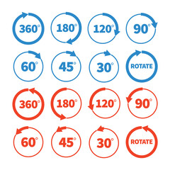 Different rotation angles vector icon set