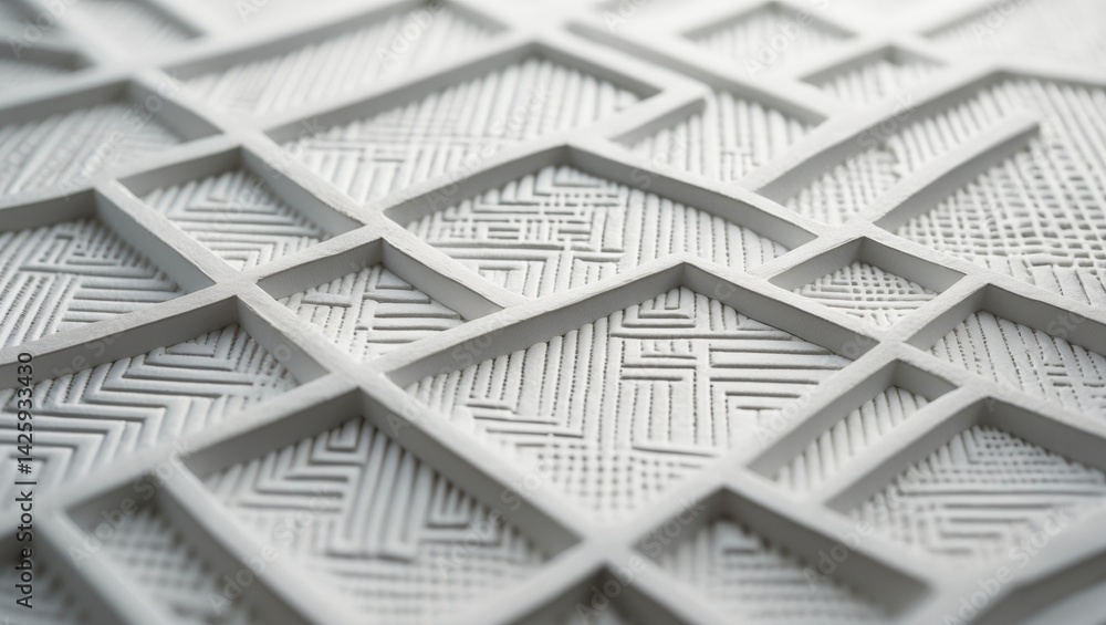 Poster close-up of embossed paper texture featuring geometric patterns