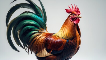 Vibrant White Rooster Standing Alone Against a Background