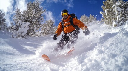 skier on a snowy mountain