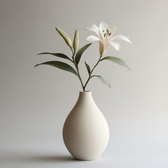 Elegant White Lily in Minimalist Ceramic Vase