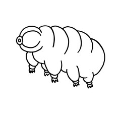Tardigrade Microscopic animal on isolated background. Hand drawn sketch with water bears. Vector illustration in line art style for sign, print, paper, card, design element. Aquatic organism, biology