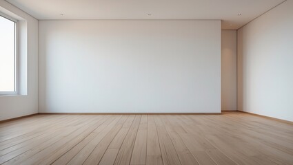 Fototapeta premium Interior with white wall background and wood floor in a residential house