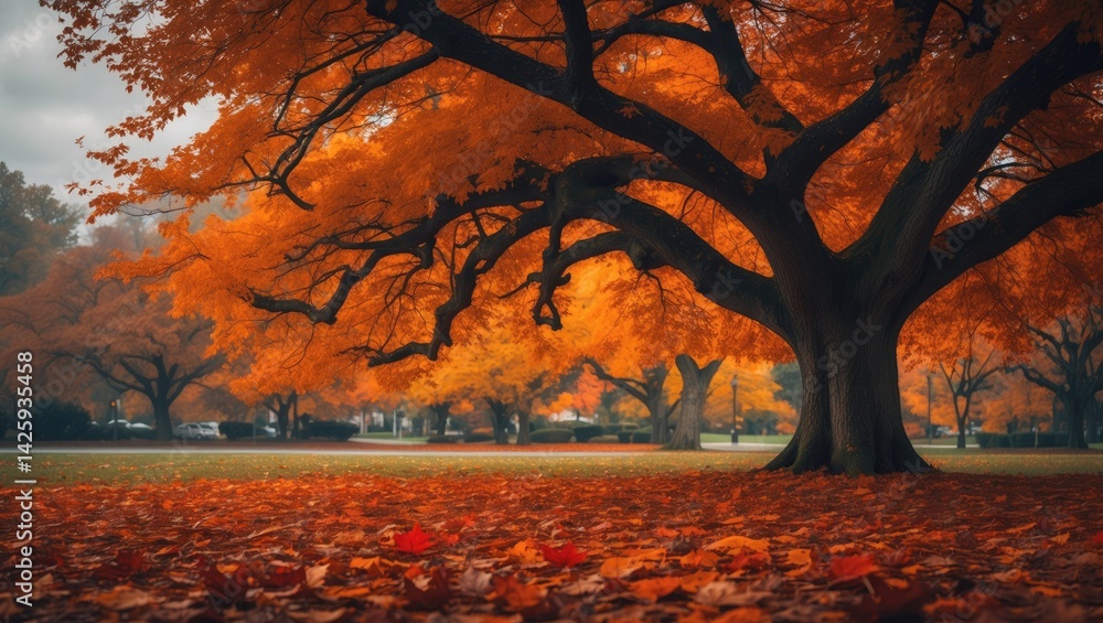 Poster array of vibrant colorful leaves