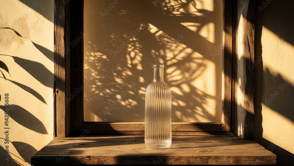 Aufkleber relaxing rest by the sunlit window with sunlight and shadows in the background