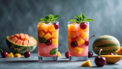chilled refreshing fruit beverage served in glass