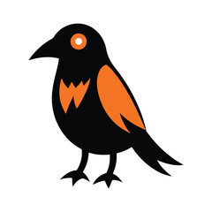 Crow Silhouette Halloween Vector on White Background