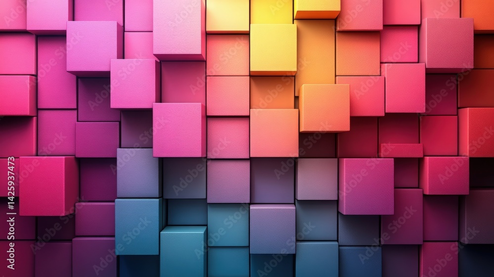 Aufkleber abstract colorful geometric cubes composition with vibrant and harmonious gradient effect