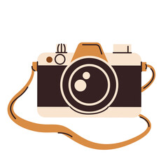 A classic retro travel camera. Vector illustration isolated on white