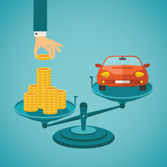 Vector concept of investment in individual transport