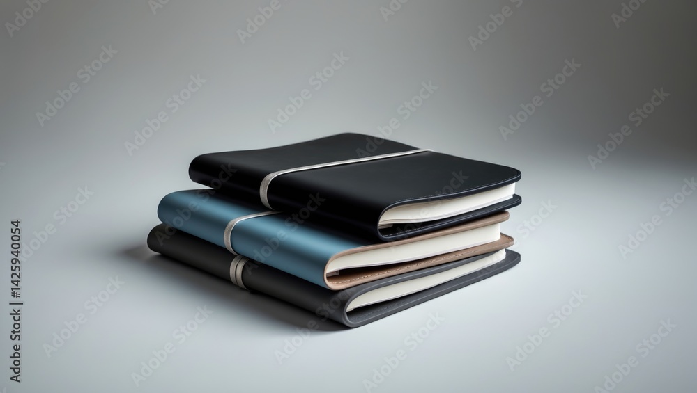 Poster leather notebooks displayed on a simple background