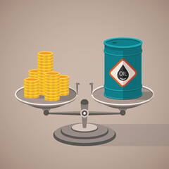 Vector concept of oil industry pricing and costs