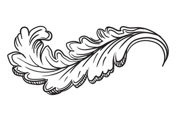 Decorative curved twisted leaf ornate design element vector