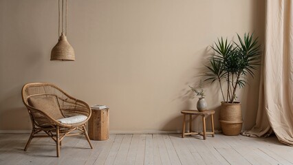 Cozy minimalistic room with natural decor