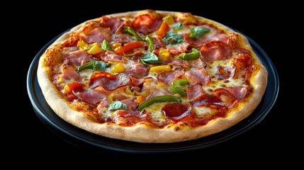 Supreme Pizza with Ham, Bacon, and Peppers