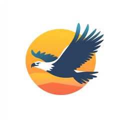 Obraz premium Eagle Soaring Over Desert Sunset. Possible use Nature, travel, freedom