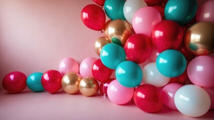 Vibrant balloons against a background with space for text