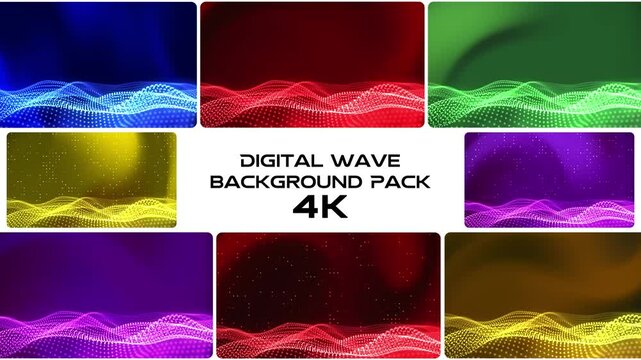 4K digital wave background pack with smooth motion, ideal for tech visuals and presentations