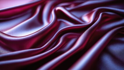 Fototapeta premium Blurry image of elegant crimson satin fabric showcasing soft, smooth folds and a glossy sheen, emphasizing luxury and artistic textile craftsmanship.
