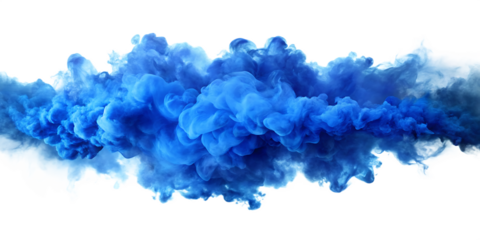 A blue smoke explosion border PNG isolated on white background.AI GENERATED