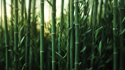 Lush bamboo grove in sunlight