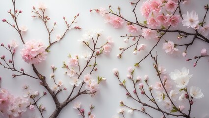 Assortment of blooming flowers on a white background