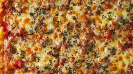 Overhead view of Cheesy Margherita Pizza with Basil